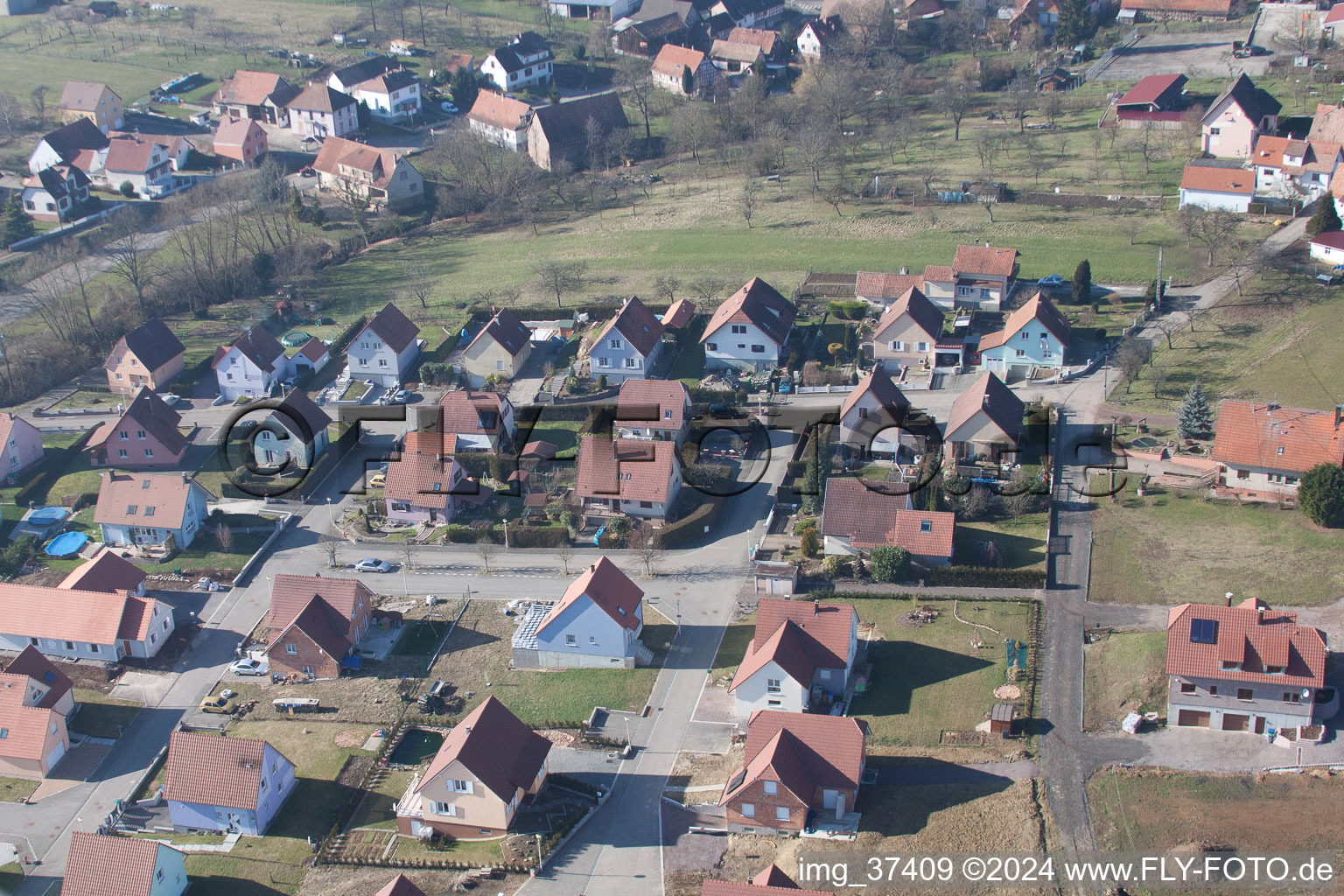 Vue oblique de Lampertsloch dans le département Bas Rhin, France