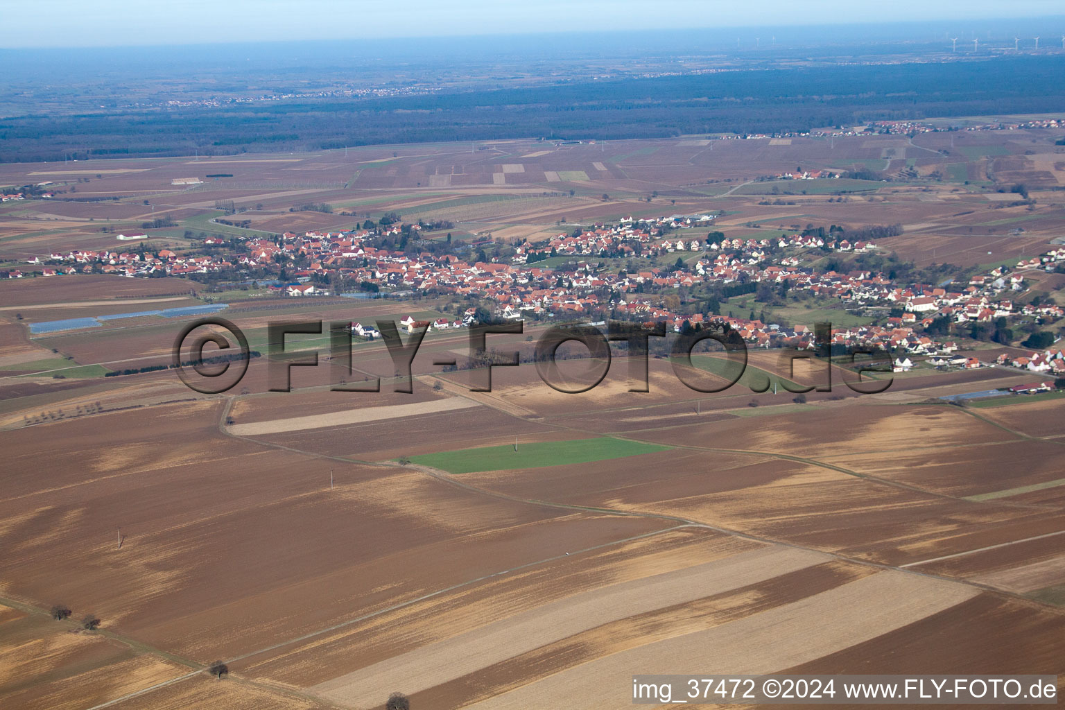 Vue aérienne de Seebach dans le département Bas Rhin, France