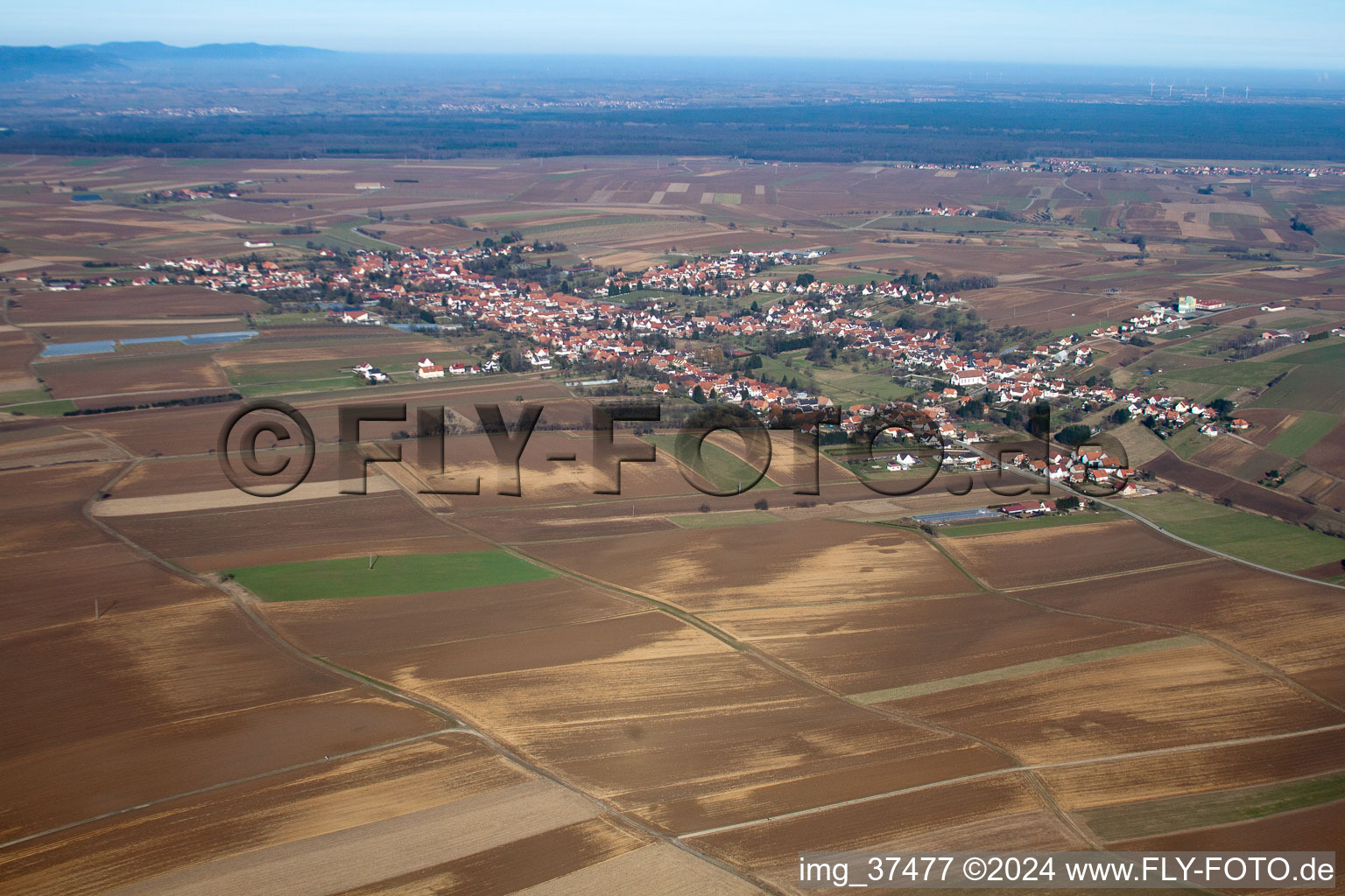 Vue aérienne de Seebach dans le département Bas Rhin, France