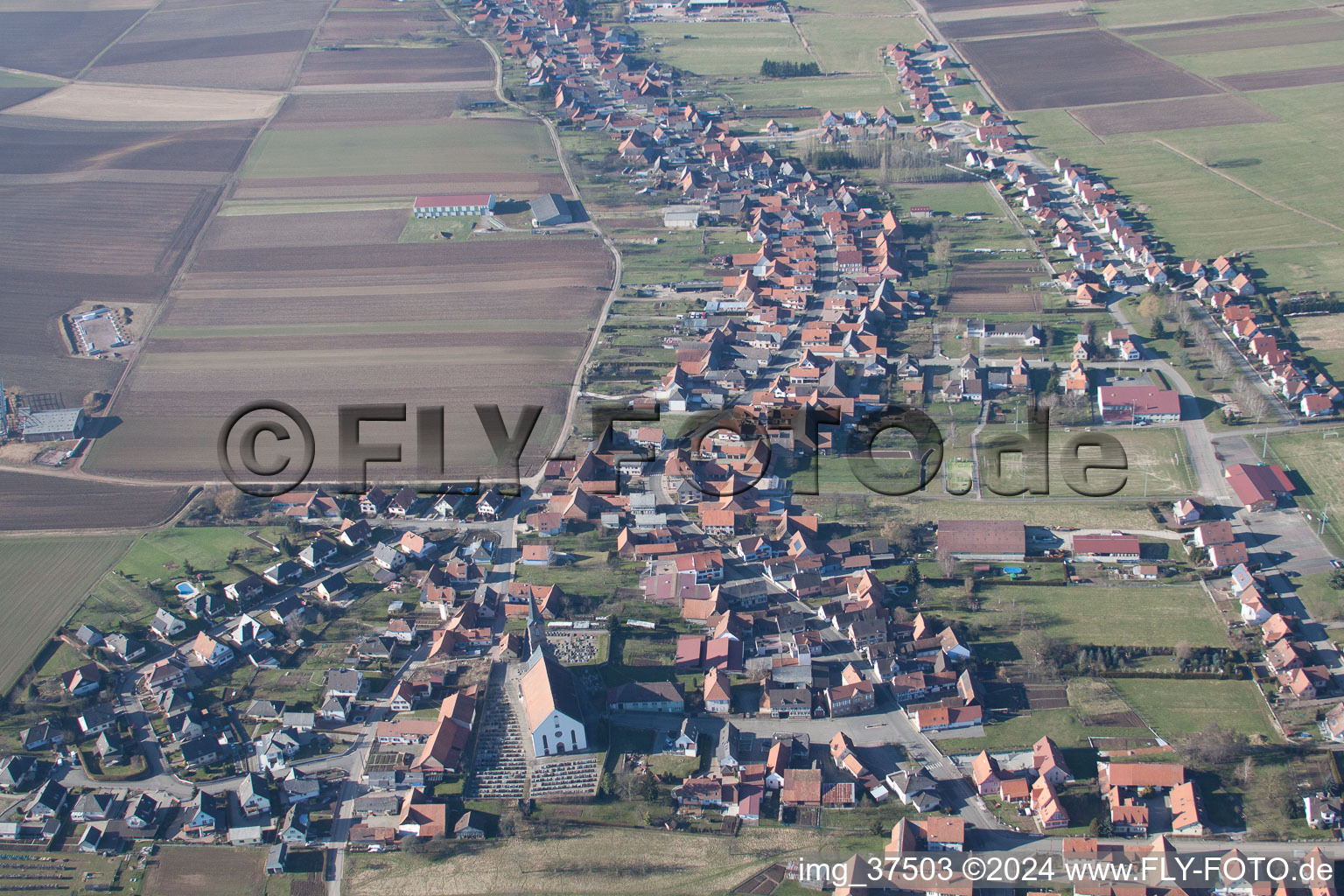 Vue oblique de Schleithal dans le département Bas Rhin, France