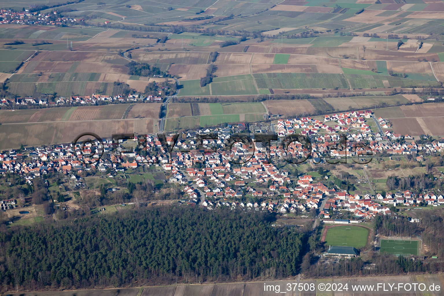 Vue d'oiseau de Quartier Schaidt in Wörth am Rhein dans le département Rhénanie-Palatinat, Allemagne