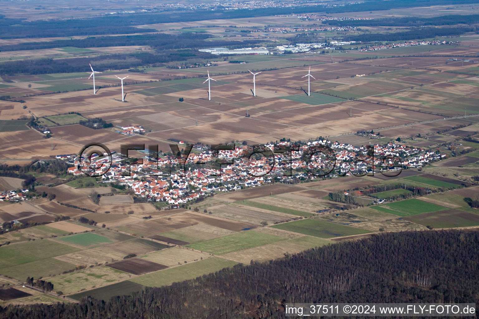 Enregistrement par drone de Minfeld dans le département Rhénanie-Palatinat, Allemagne