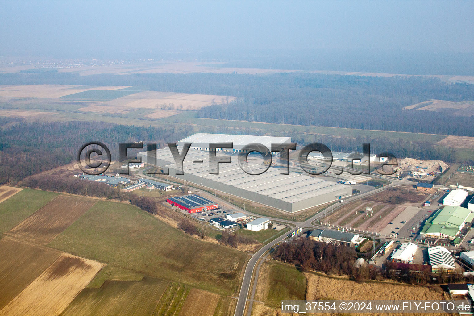 Vue aérienne de Zone commerciale Horst, 3ème phase de construction Gazely à le quartier Minderslachen in Kandel dans le département Rhénanie-Palatinat, Allemagne