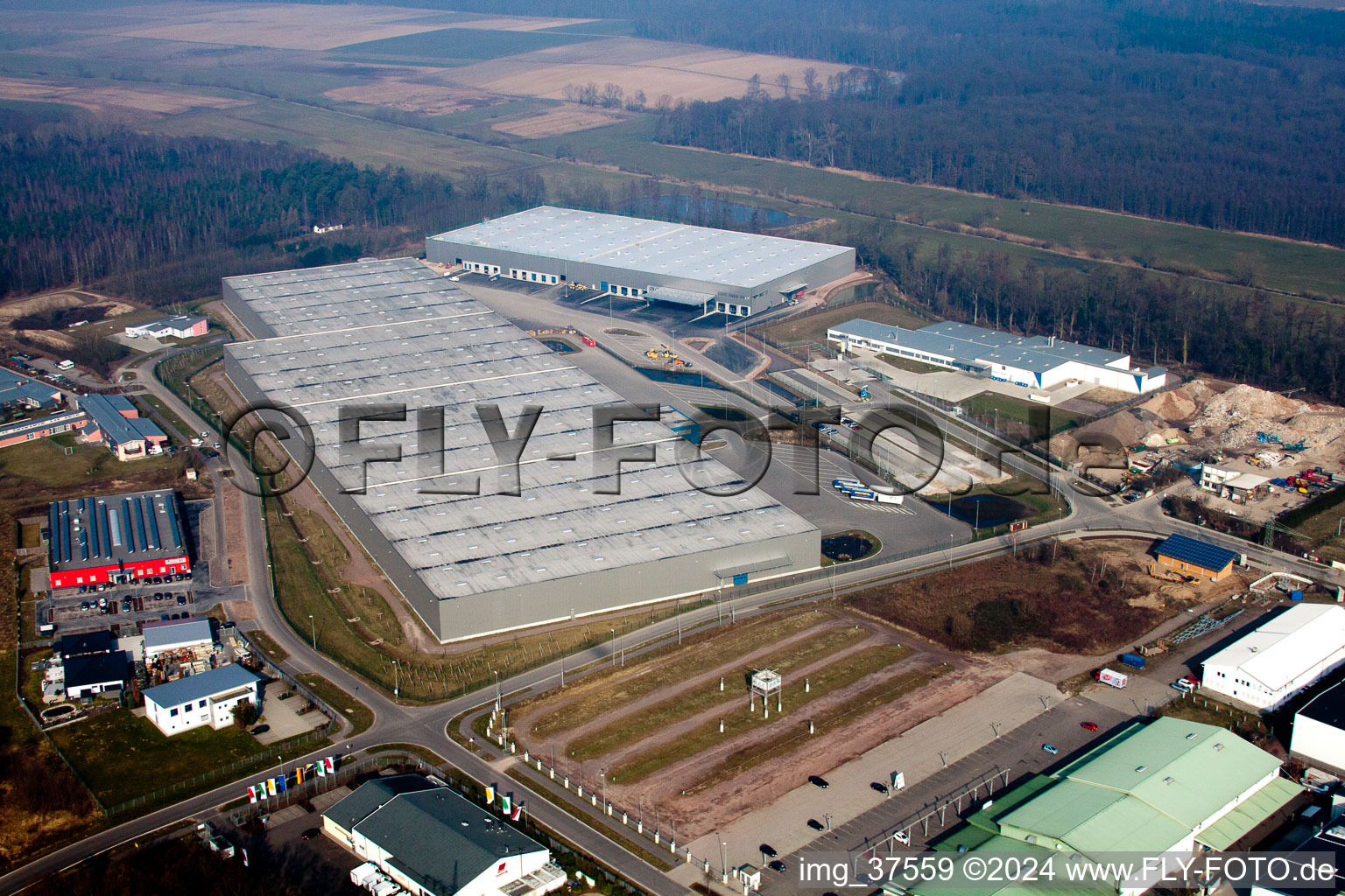 Vue oblique de Zone commerciale Horst, 3ème phase de construction Gazely à le quartier Minderslachen in Kandel dans le département Rhénanie-Palatinat, Allemagne