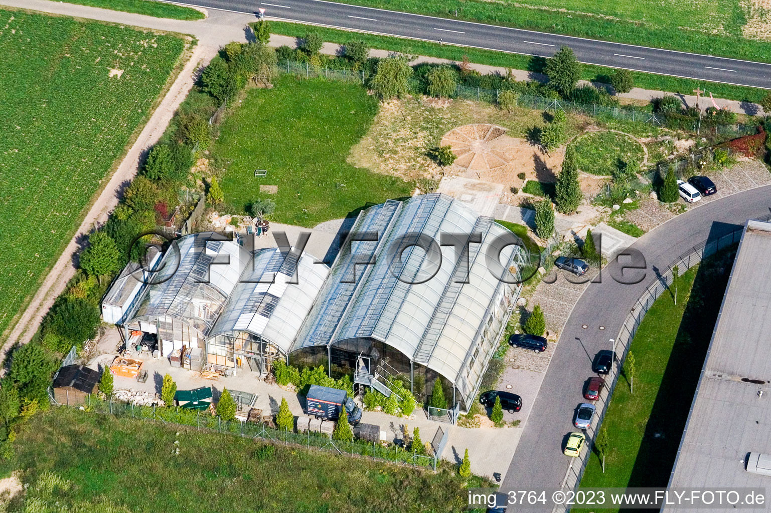 Vue aérienne de Zone industrielle W à le quartier Herxheim in Herxheim bei Landau dans le département Rhénanie-Palatinat, Allemagne