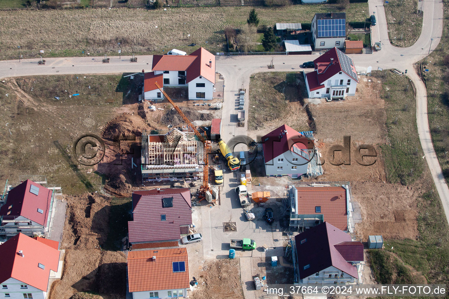 Vue oblique de Nouvelle zone de développement à le quartier Mörlheim in Landau in der Pfalz dans le département Rhénanie-Palatinat, Allemagne