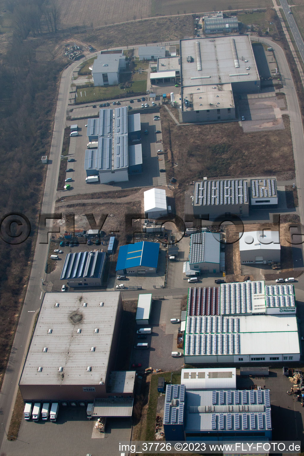 Photographie aérienne de Parc industriel de l'Ouest à le quartier Herxheim in Herxheim bei Landau dans le département Rhénanie-Palatinat, Allemagne