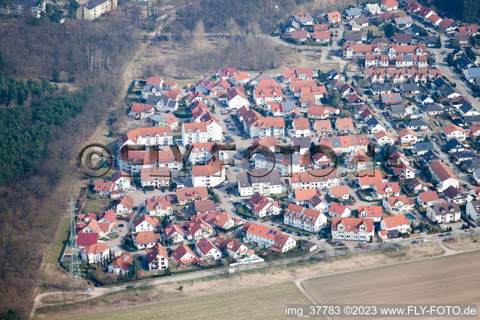 Quartier Sondernheim in Germersheim dans le département Rhénanie-Palatinat, Allemagne vu d'un drone