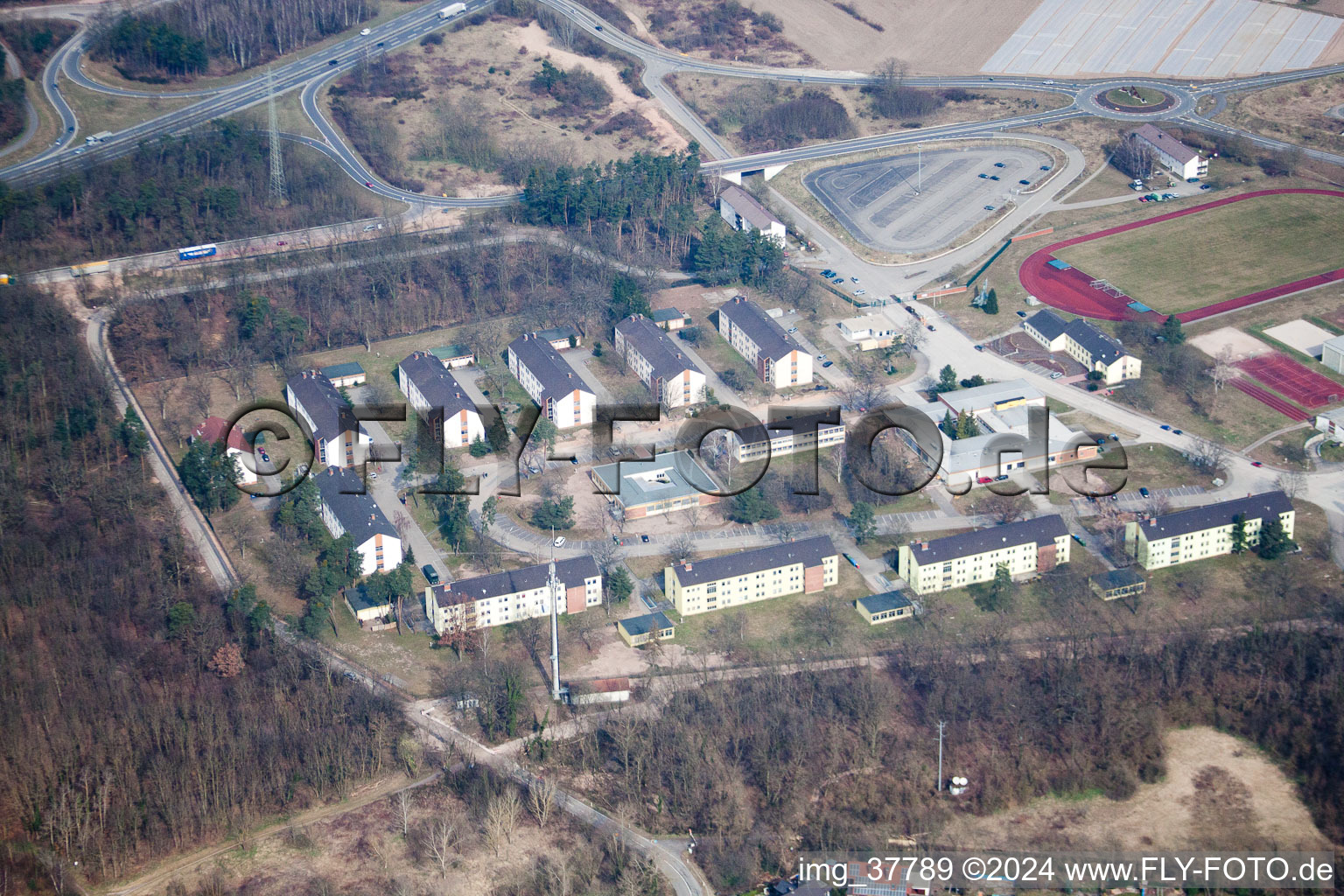 Quartier Sondernheim in Germersheim dans le département Rhénanie-Palatinat, Allemagne vue d'en haut