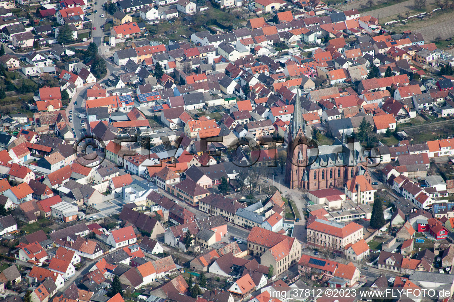 Vue oblique de Quartier Rheinsheim in Philippsburg dans le département Bade-Wurtemberg, Allemagne