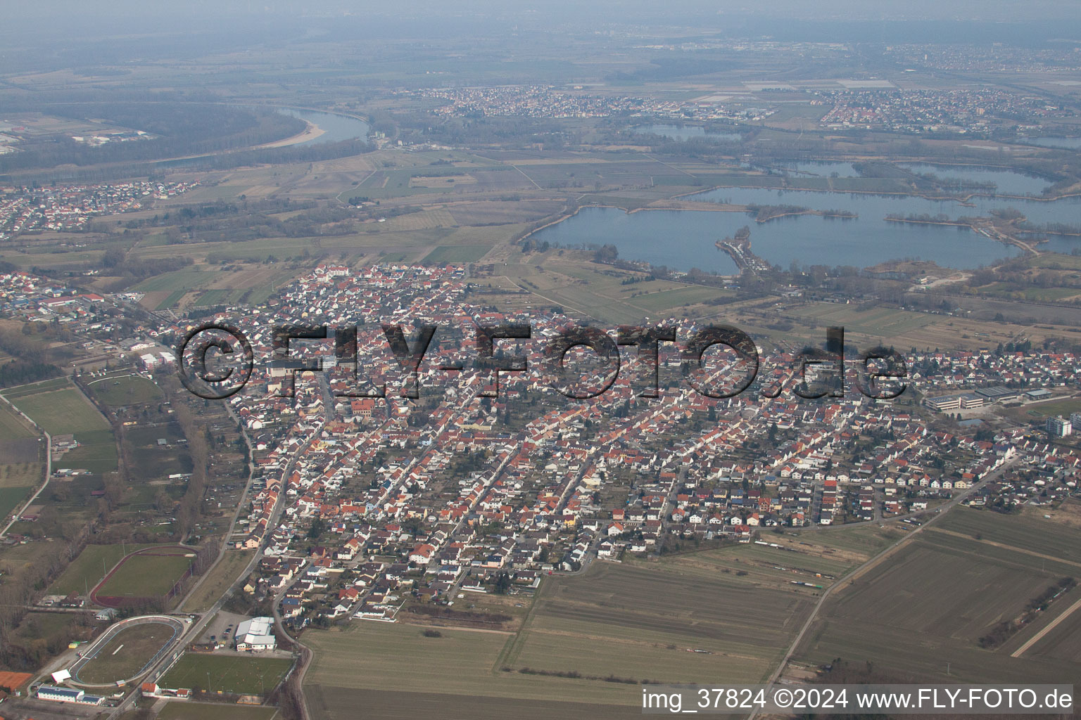 Photographie aérienne de Philippsburg dans le département Bade-Wurtemberg, Allemagne