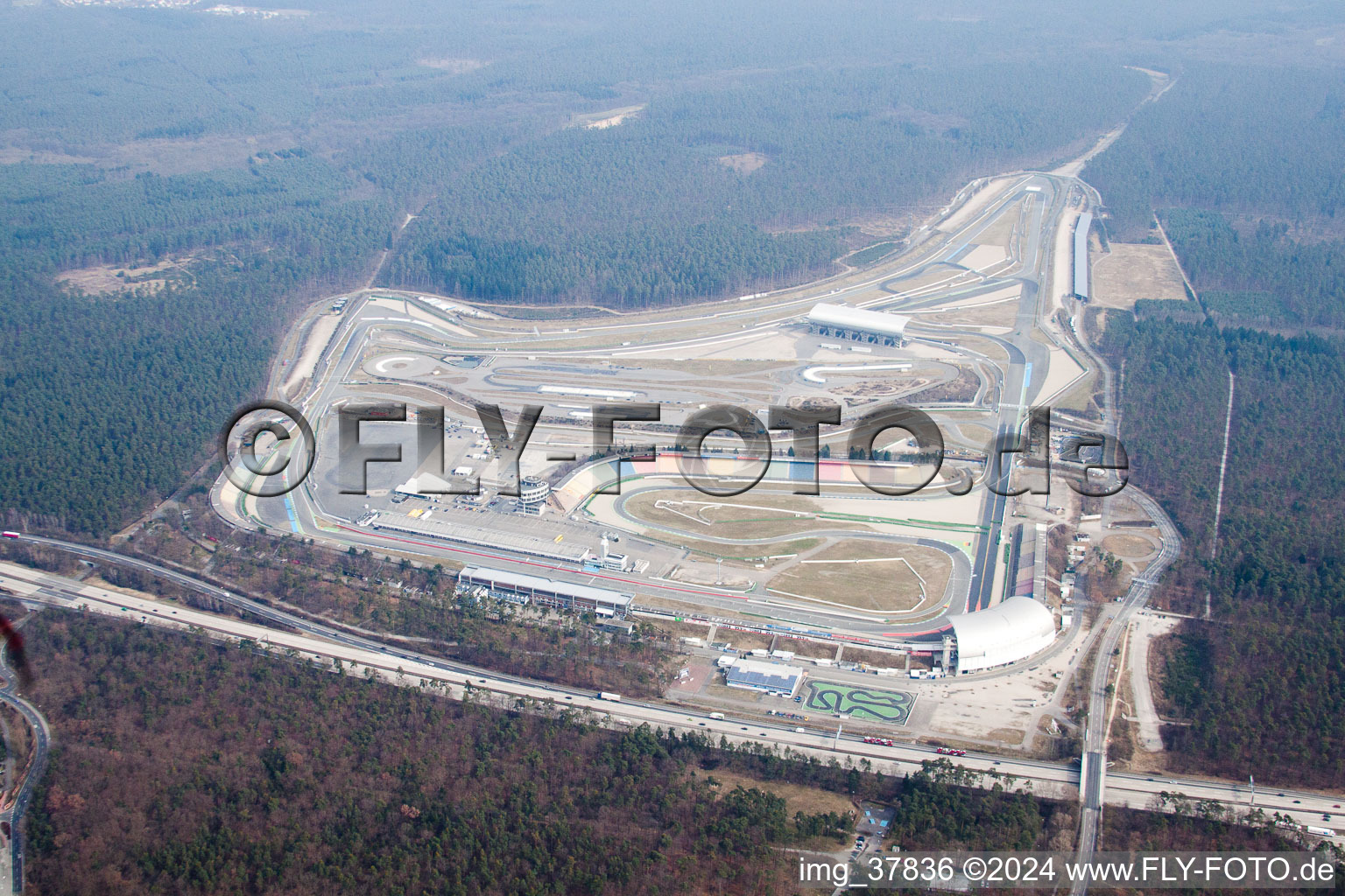 Vue d'oiseau de Motodrome à Hockenheim dans le département Bade-Wurtemberg, Allemagne