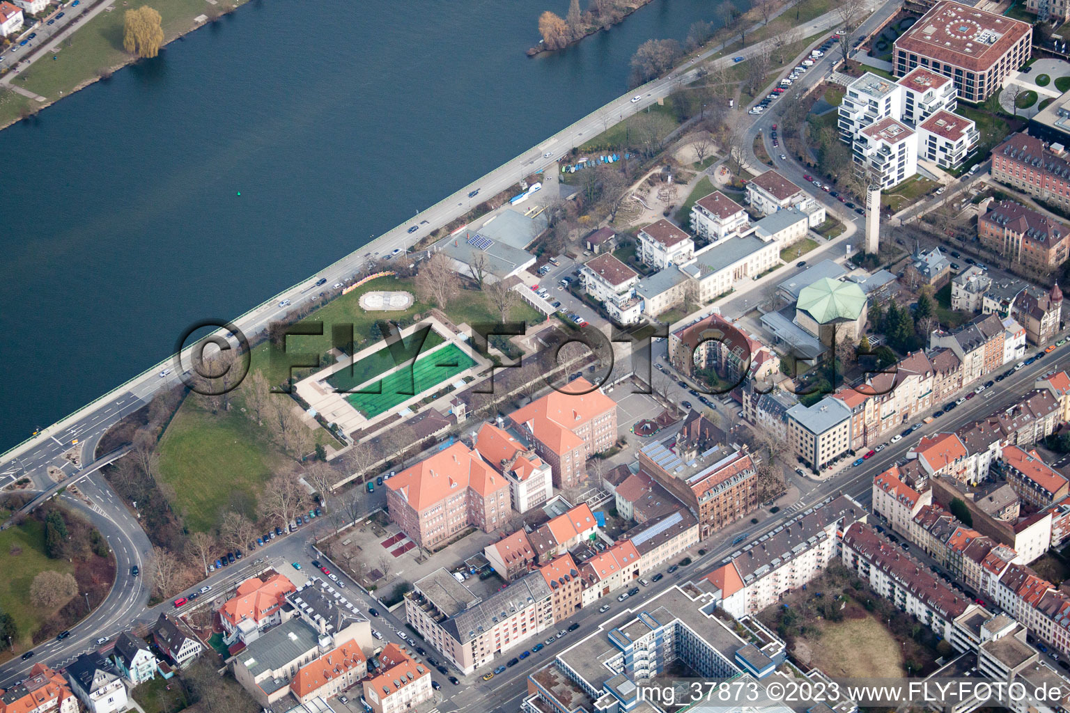 Vue aérienne de Club nautique HD-Ouest à le quartier Bergheim in Heidelberg dans le département Bade-Wurtemberg, Allemagne