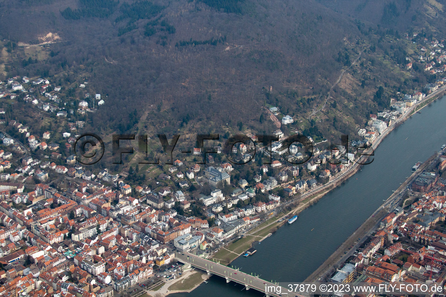 Vue aérienne de Le chemin du philosophe à le quartier Neuenheim in Heidelberg dans le département Bade-Wurtemberg, Allemagne