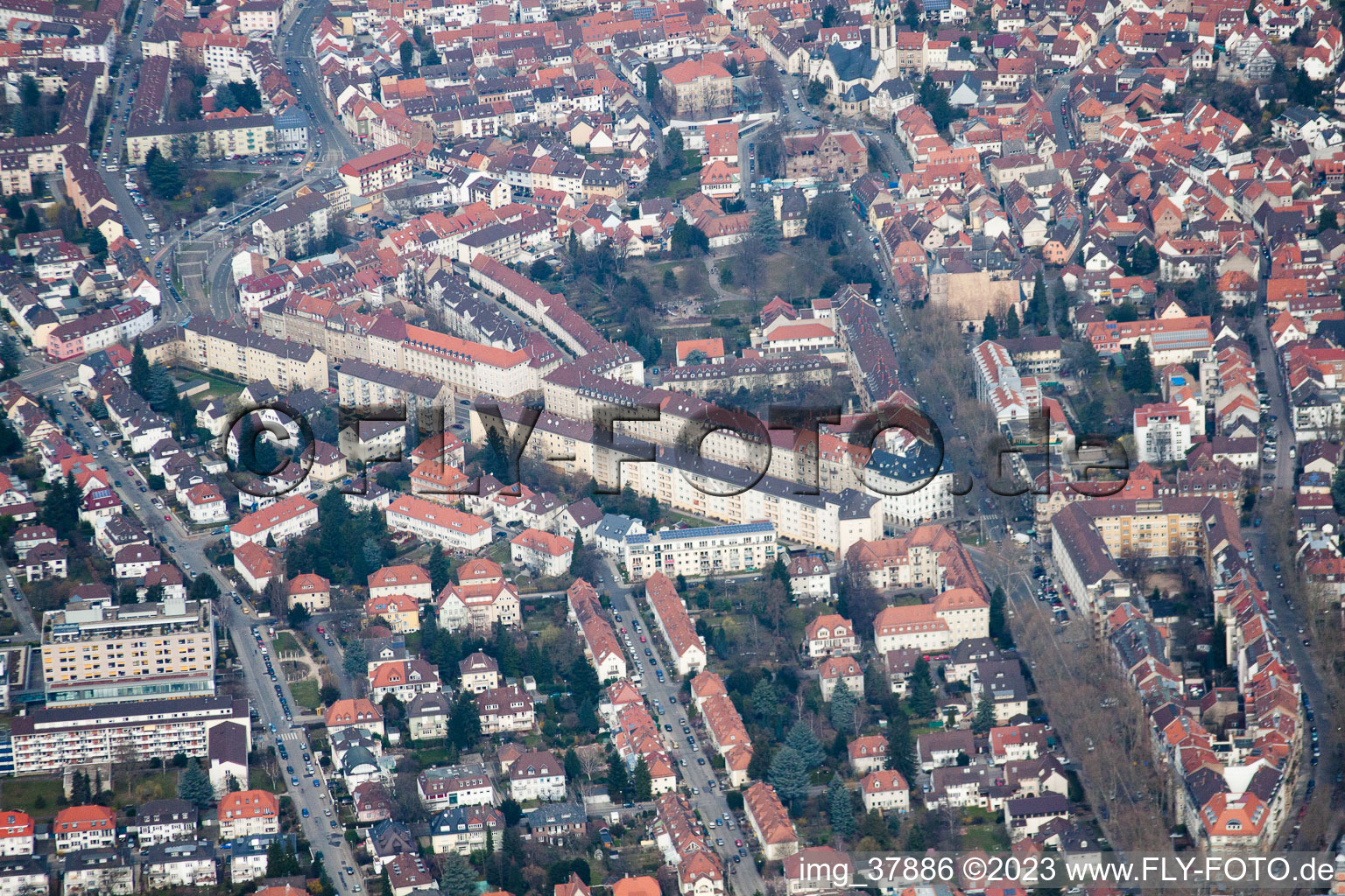 Vue aérienne de Rottmannstr. à le quartier Handschuhsheim in Heidelberg dans le département Bade-Wurtemberg, Allemagne