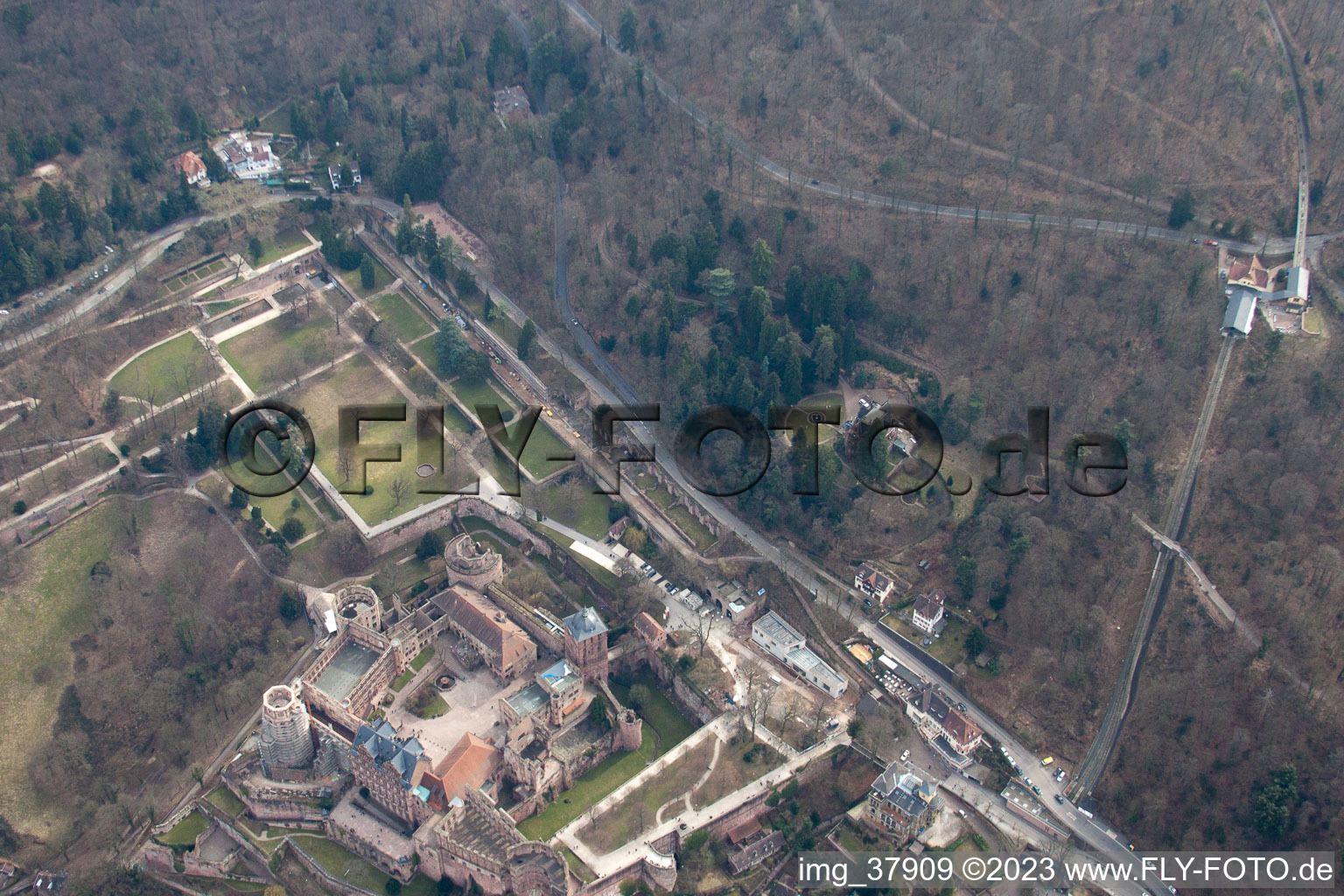 Photographie aérienne de Jardin du château à le quartier Kernaltstadt in Heidelberg dans le département Bade-Wurtemberg, Allemagne