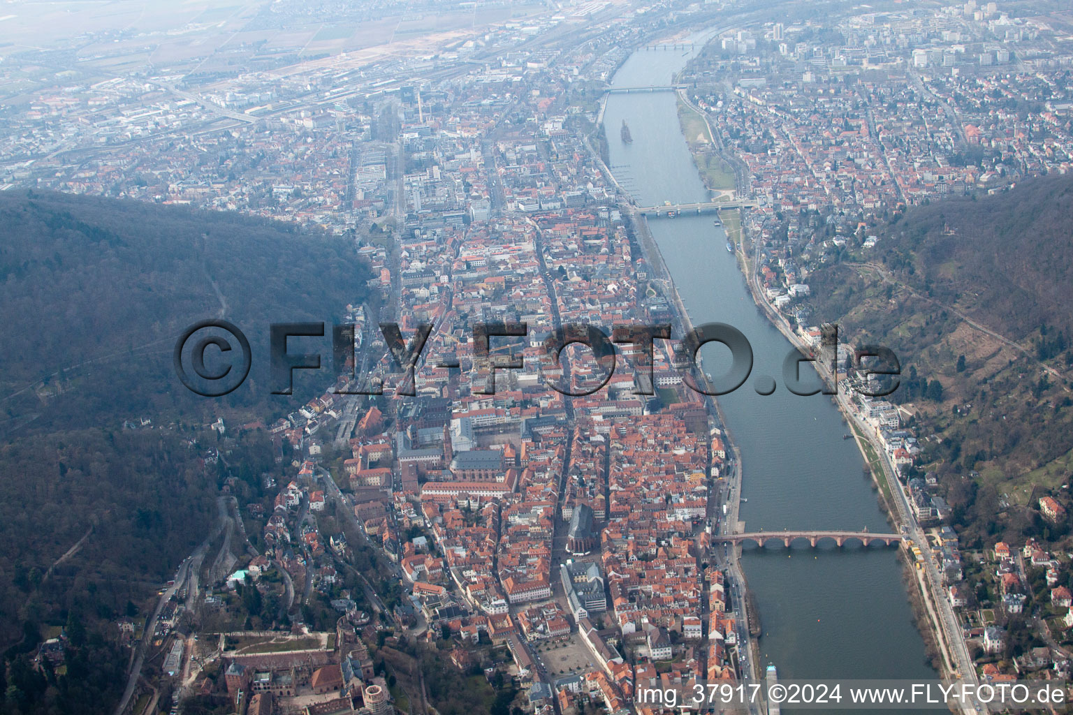 Vue aérienne de Vieille ville à le quartier Kernaltstadt in Heidelberg dans le département Bade-Wurtemberg, Allemagne