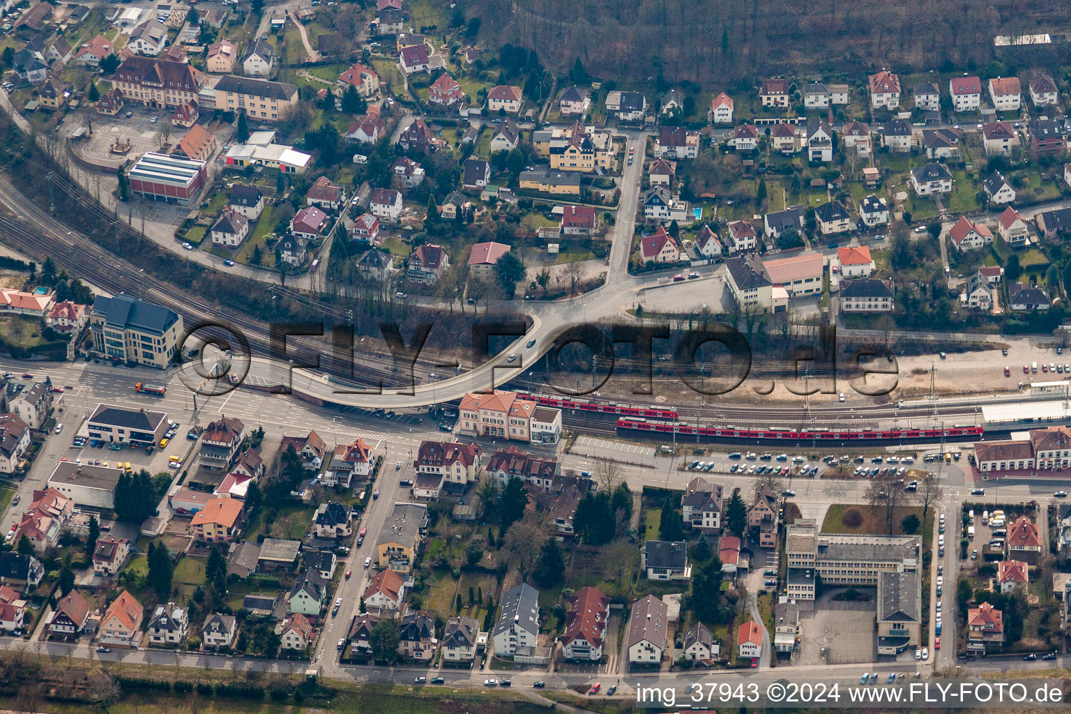 Vue oblique de Neckargemünd dans le département Bade-Wurtemberg, Allemagne