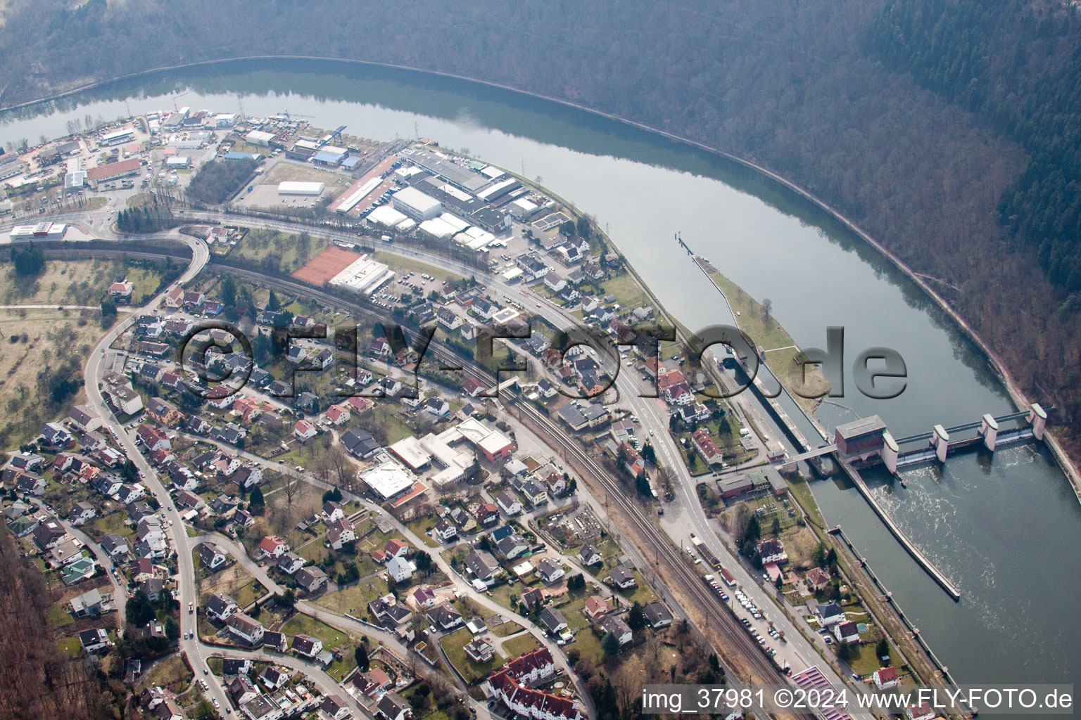 Vue oblique de Neckarsteinach dans le département Hesse, Allemagne