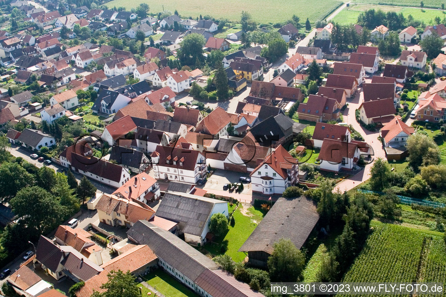 Minfeld dans le département Rhénanie-Palatinat, Allemagne du point de vue du drone