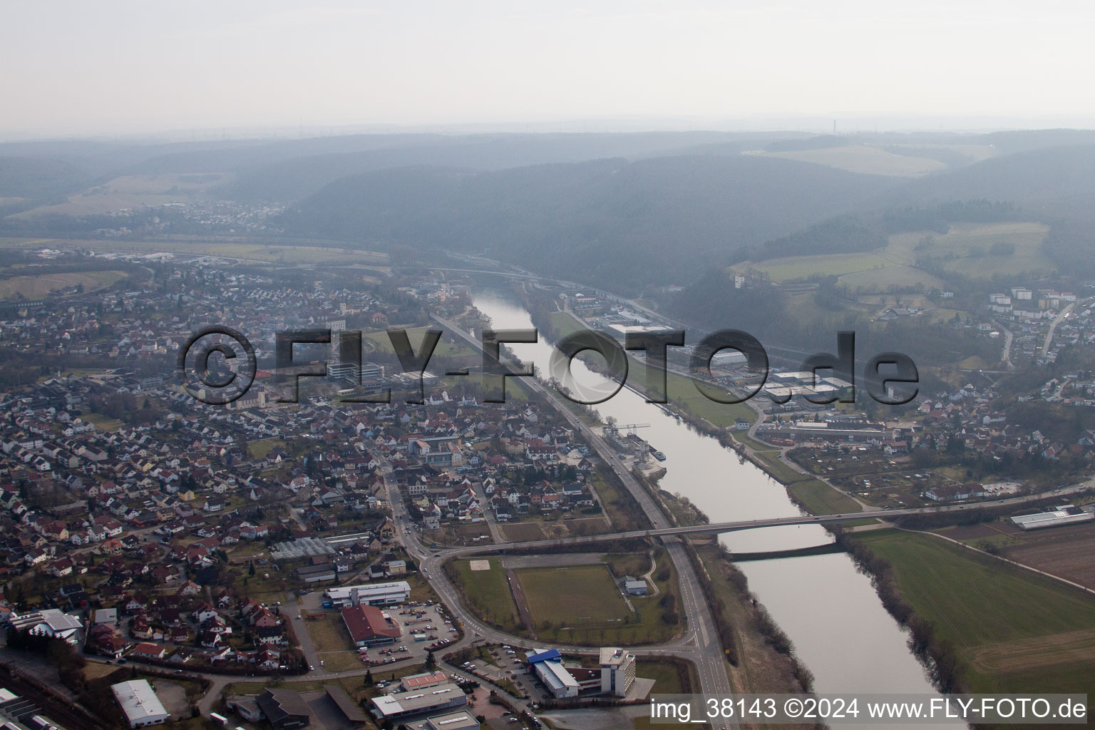 Vue oblique de Mosbach dans le département Bade-Wurtemberg, Allemagne