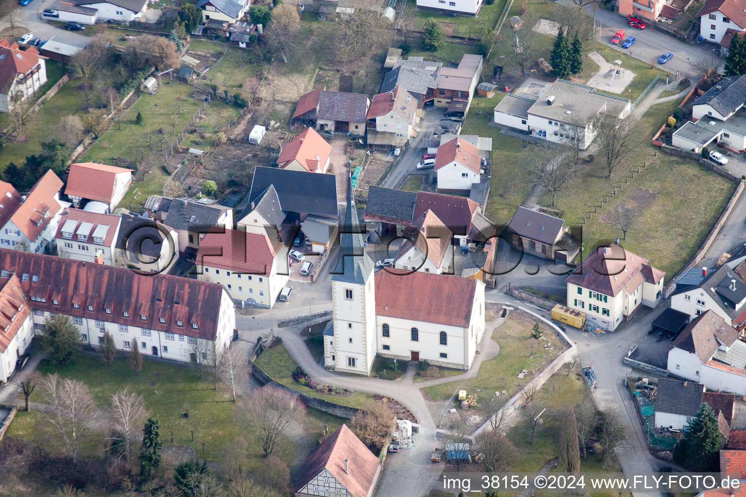 Photographie aérienne de Chapelle Tempelhaus Neckarelz dans le quartier Neckarelz à Mosbach à Neckarelz dans le département Bade-Wurtemberg, Allemagne