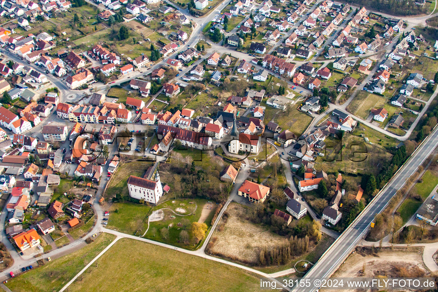 Vue oblique de Chapelle Temple Maison Neckarelz à le quartier Neckarelz in Mosbach dans le département Bade-Wurtemberg, Allemagne