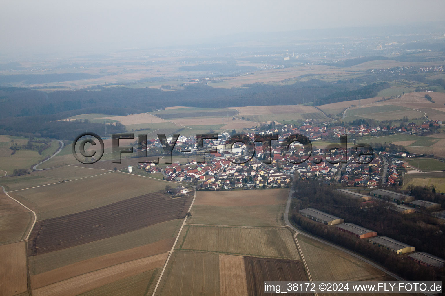 Vue oblique de Siegelsbach dans le département Bade-Wurtemberg, Allemagne