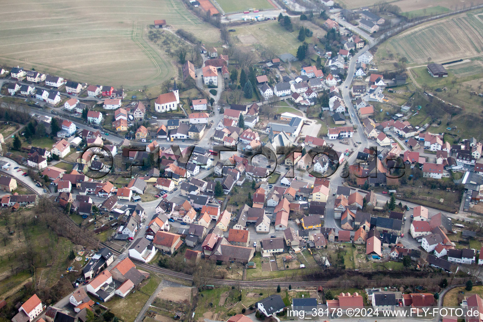 Quartier Obergimpern in Bad Rappenau dans le département Bade-Wurtemberg, Allemagne d'en haut