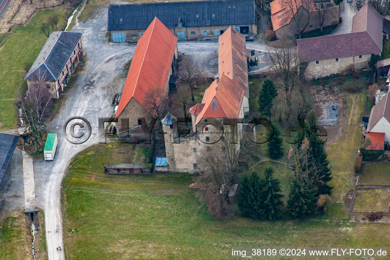 Vue aérienne de Verrouillage à le quartier Grombach in Bad Rappenau dans le département Bade-Wurtemberg, Allemagne