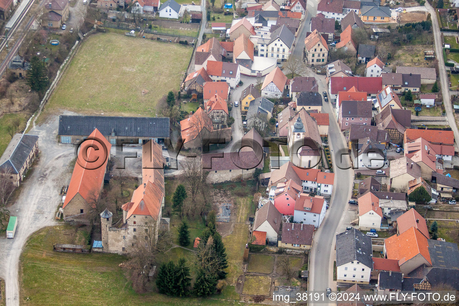 Vue aérienne de Parc du château Grombach à le quartier Grombach in Bad Rappenau dans le département Bade-Wurtemberg, Allemagne