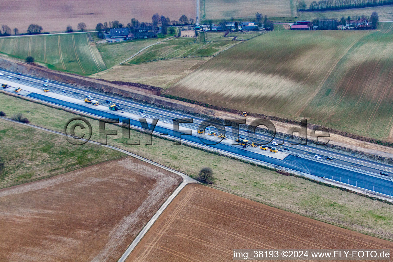 Vue aérienne de Chantier de réfection de la route sur l'A6 à Kirchardt dans le département Bade-Wurtemberg, Allemagne