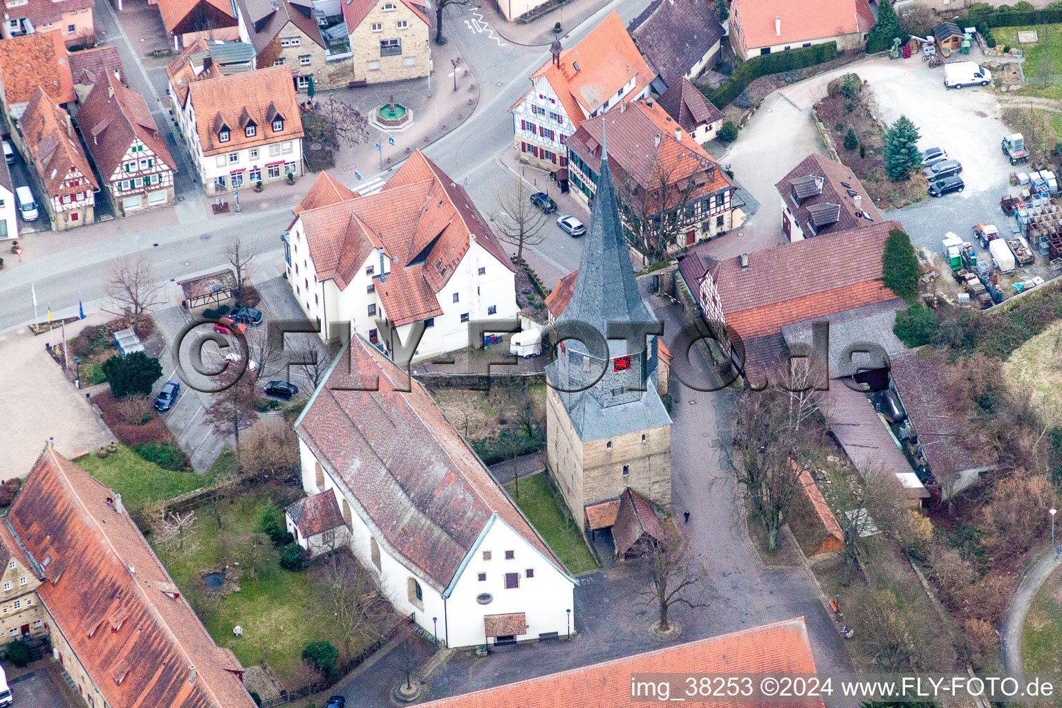 Vue aérienne de Bâtiment de la tour de la sorcière à Oberderdingen dans le département Bade-Wurtemberg, Allemagne