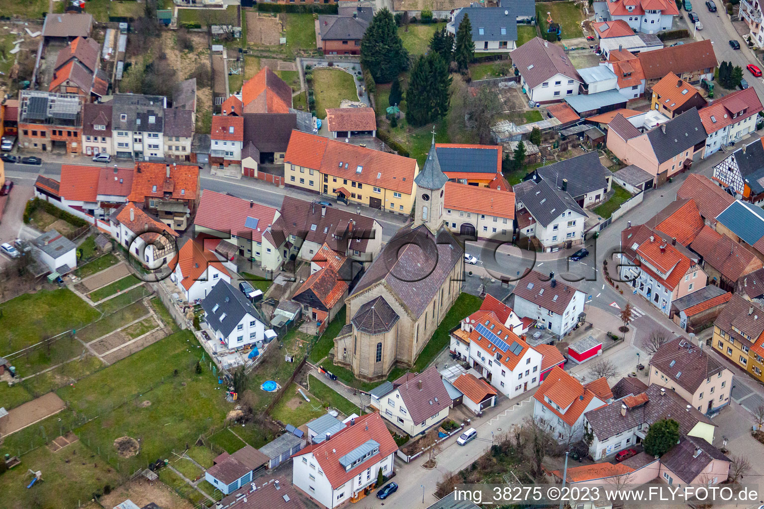 Vue oblique de Quartier Gölshausen in Bretten dans le département Bade-Wurtemberg, Allemagne