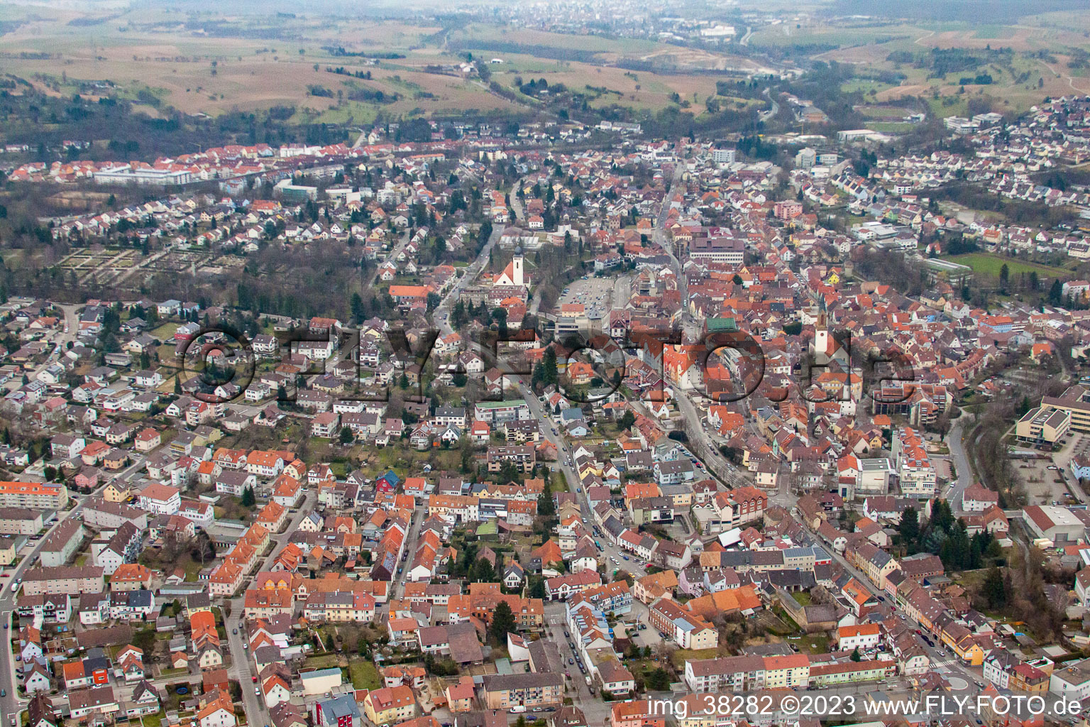 Vue aérienne de Bretten dans le département Bade-Wurtemberg, Allemagne