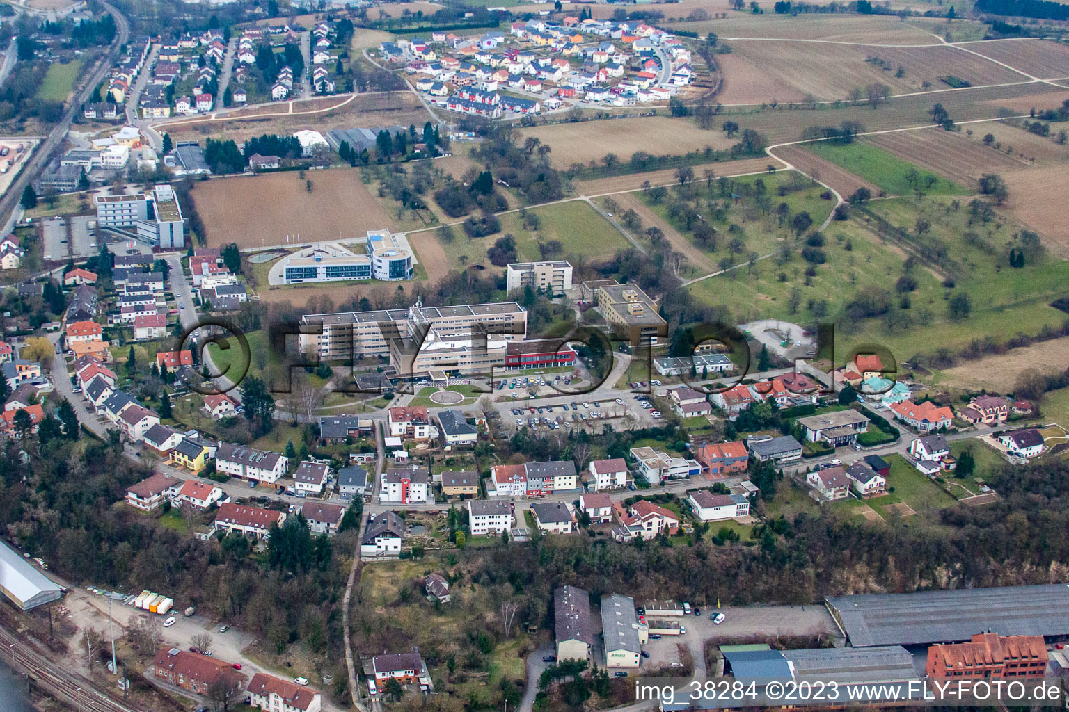 Vue aérienne de Clinique Rechberg à Bretten dans le département Bade-Wurtemberg, Allemagne