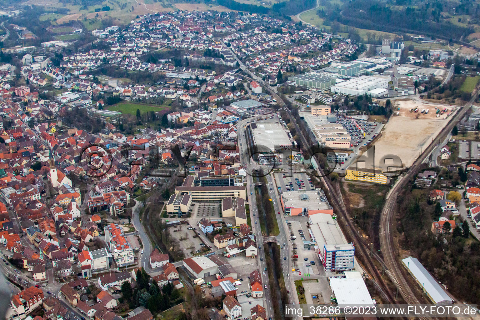 Vue aérienne de Centre-ville à Bretten dans le département Bade-Wurtemberg, Allemagne