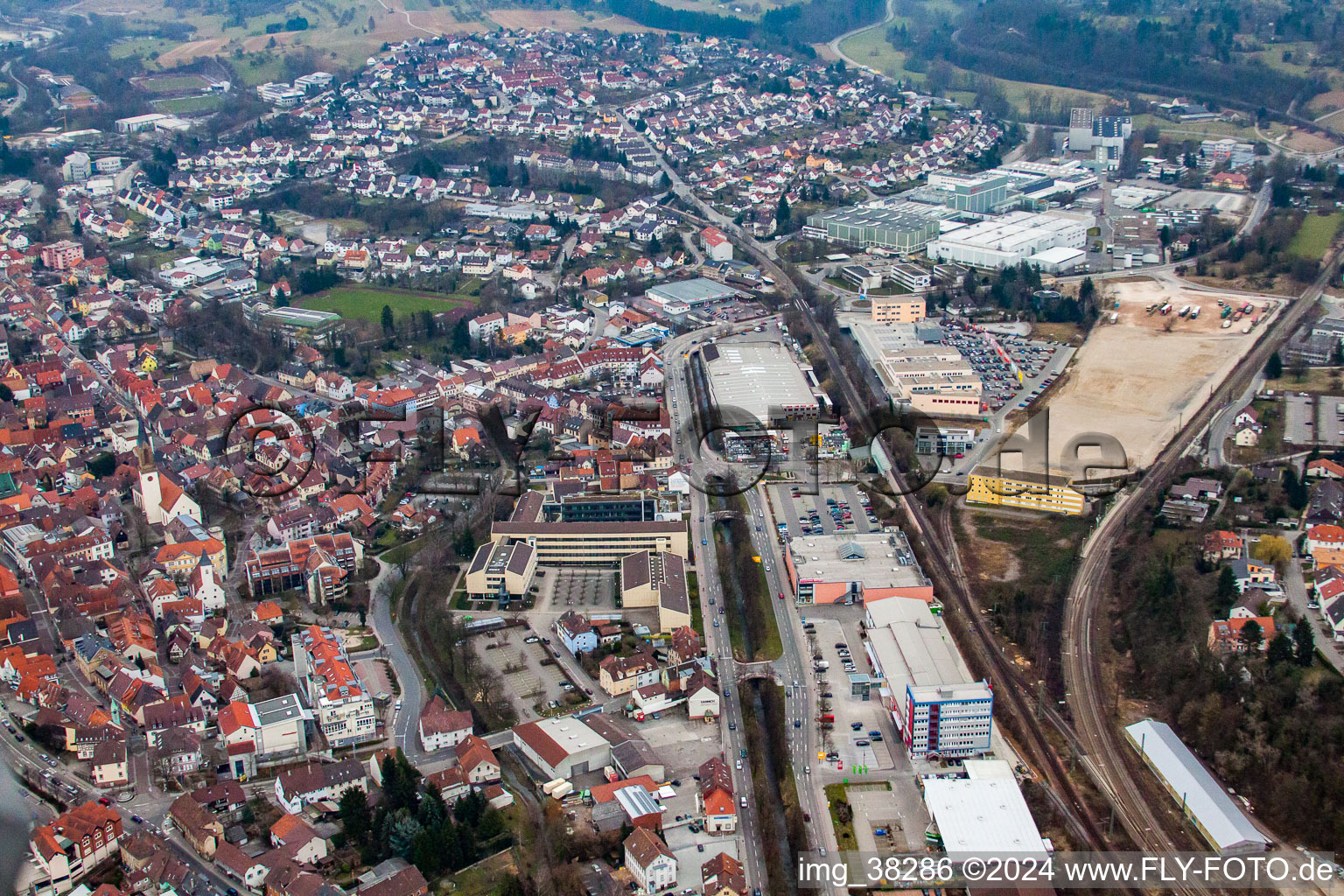 Vue aérienne de Centre ville à Bretten dans le département Bade-Wurtemberg, Allemagne