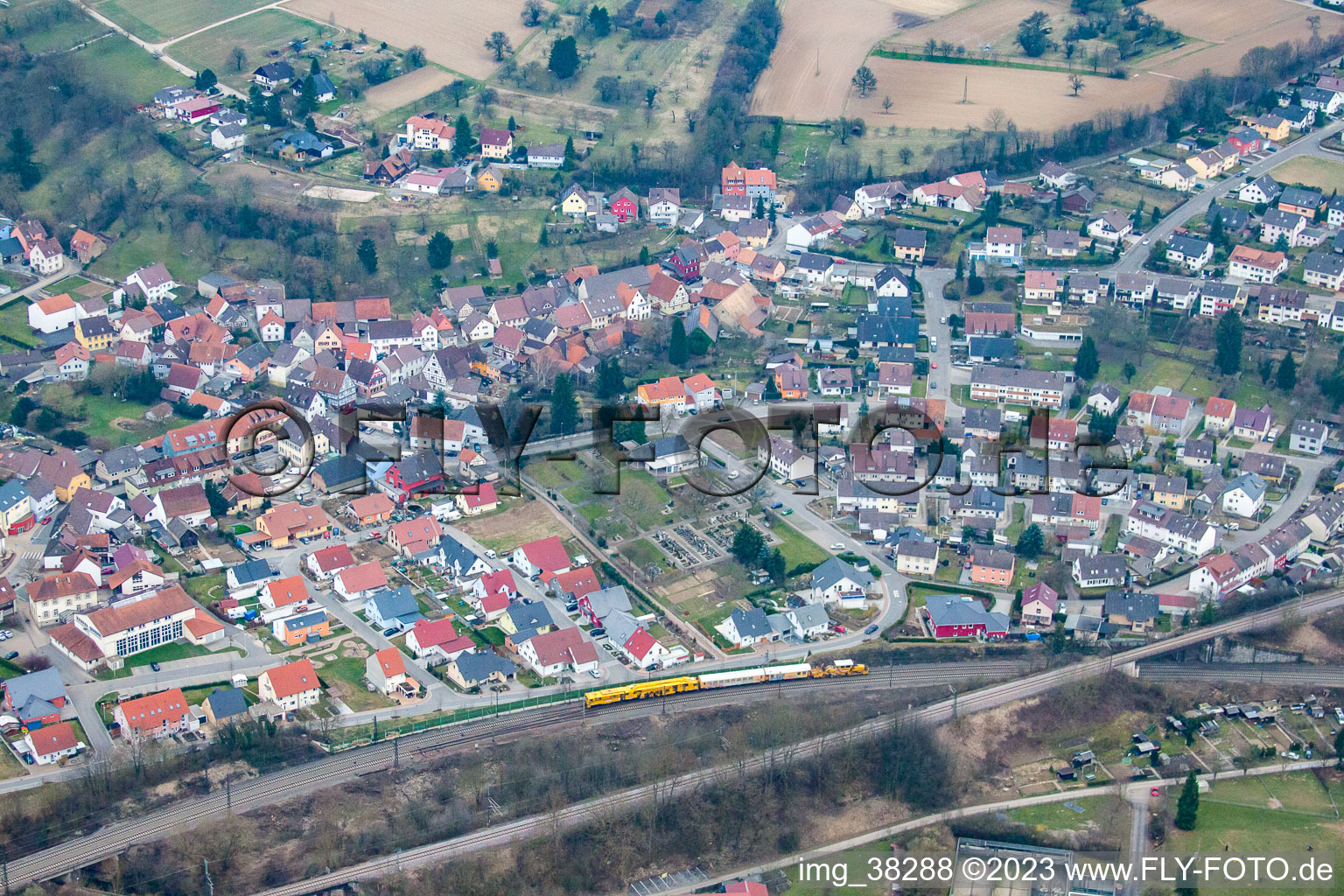Vue aérienne de Quartier Rinklingen in Bretten dans le département Bade-Wurtemberg, Allemagne