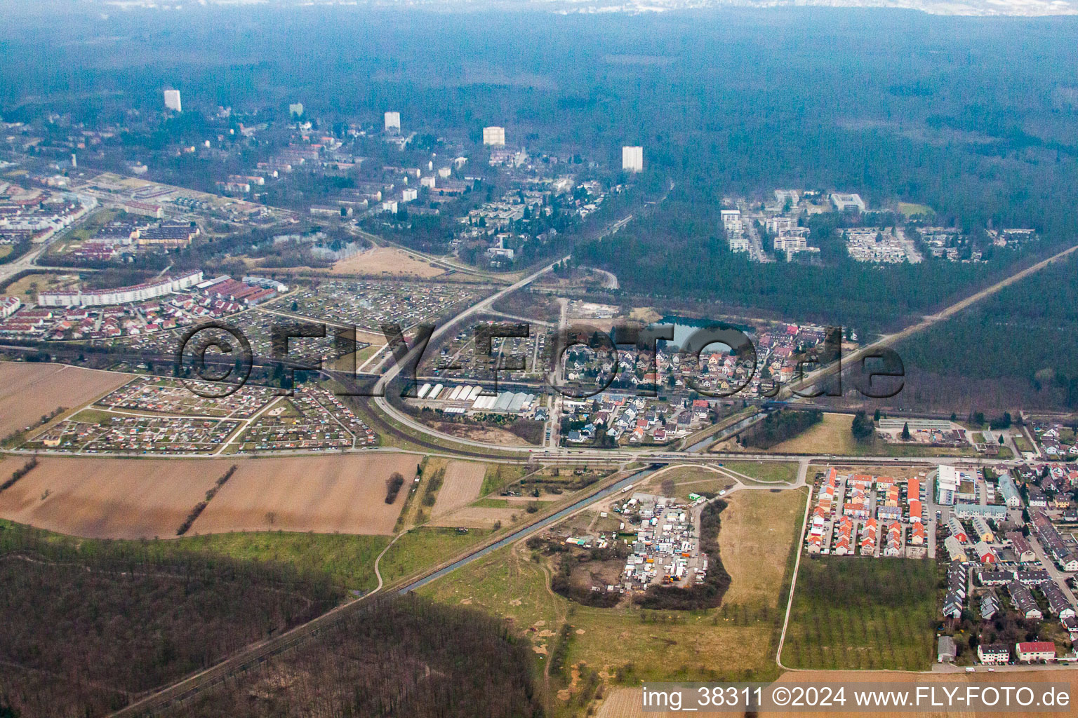 Photographie aérienne de Loft d'école d'équitation à le quartier Hagsfeld in Karlsruhe dans le département Bade-Wurtemberg, Allemagne