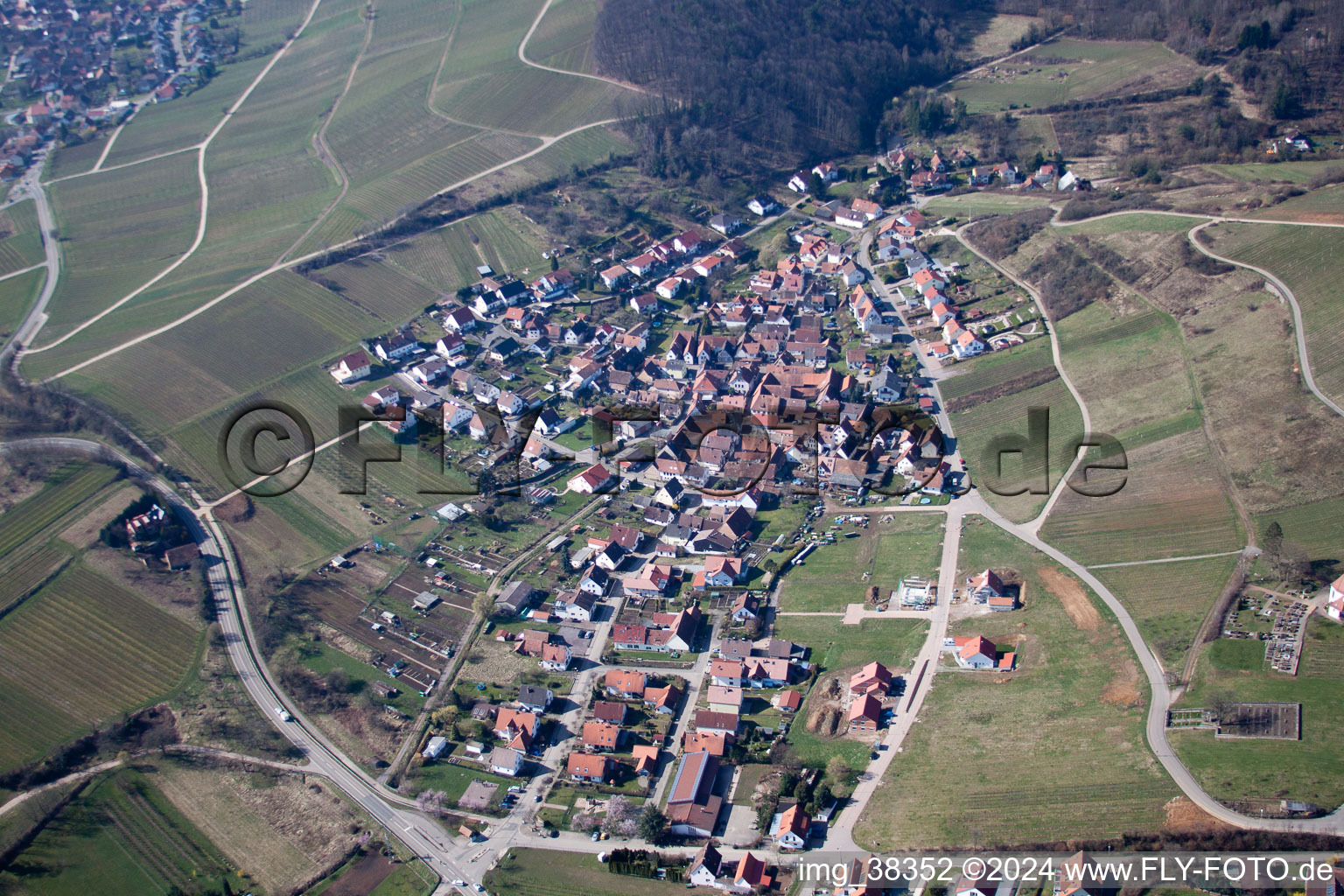 Vue oblique de Quartier Gleishorbach in Gleiszellen-Gleishorbach dans le département Rhénanie-Palatinat, Allemagne