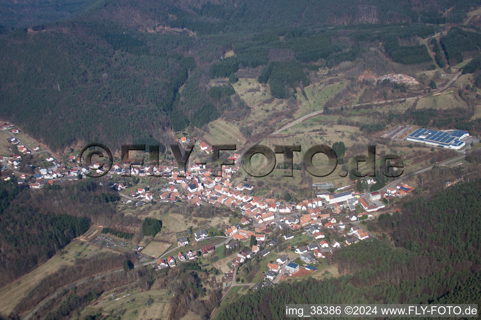 Vue oblique de Schwanheim dans le département Rhénanie-Palatinat, Allemagne