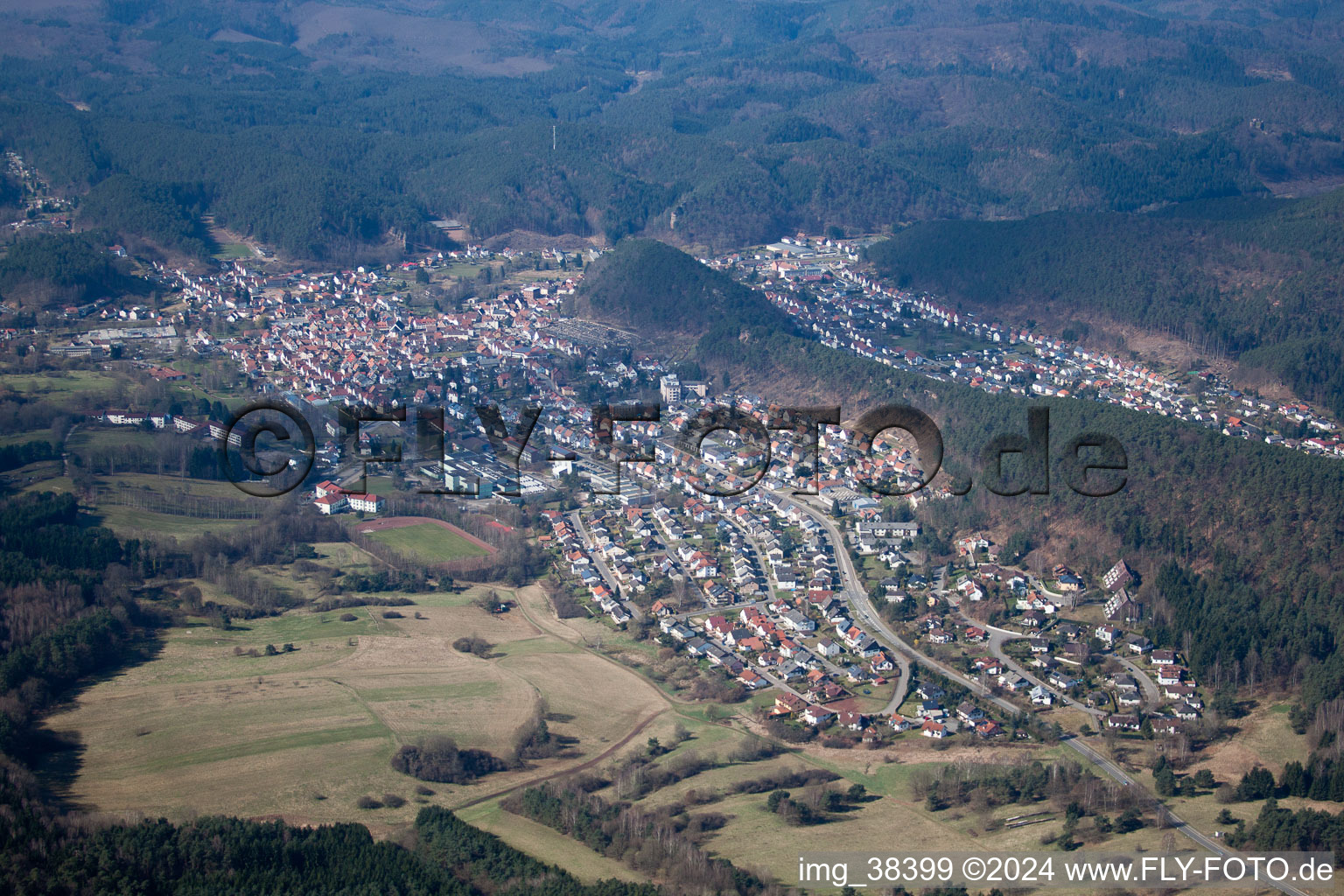 Vue oblique de Dahn dans le département Rhénanie-Palatinat, Allemagne