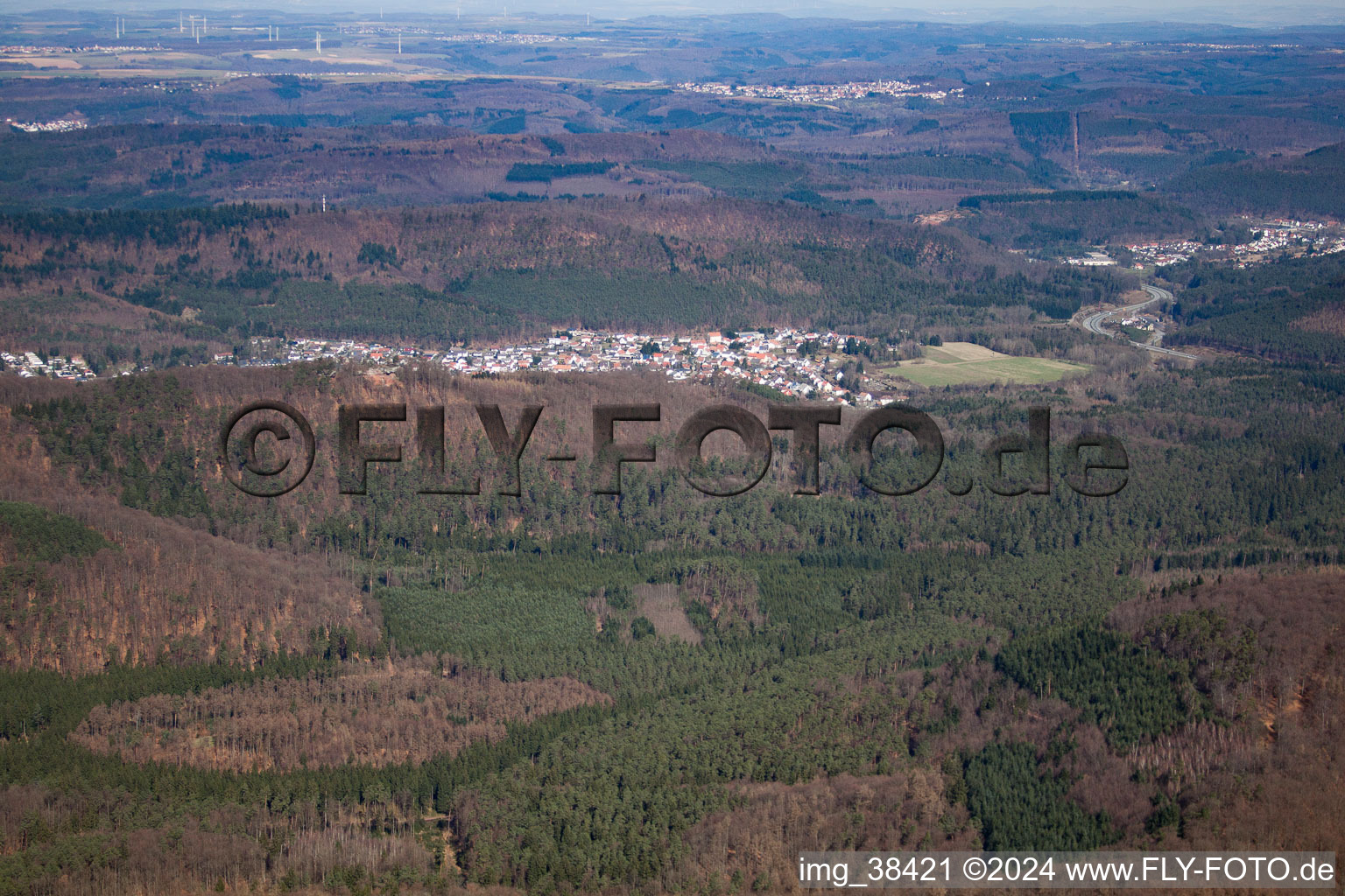 Vue d'oiseau de Ruppertsweiler dans le département Rhénanie-Palatinat, Allemagne