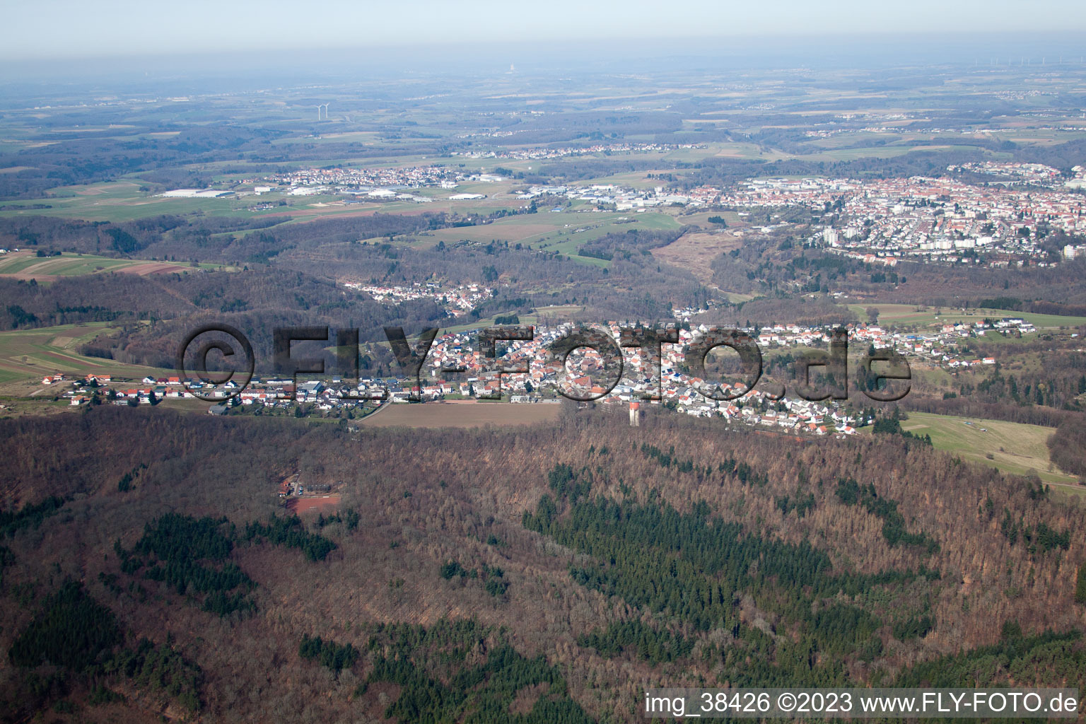 Vue aérienne de Ludwigsthal dans le département Rhénanie-Palatinat, Allemagne