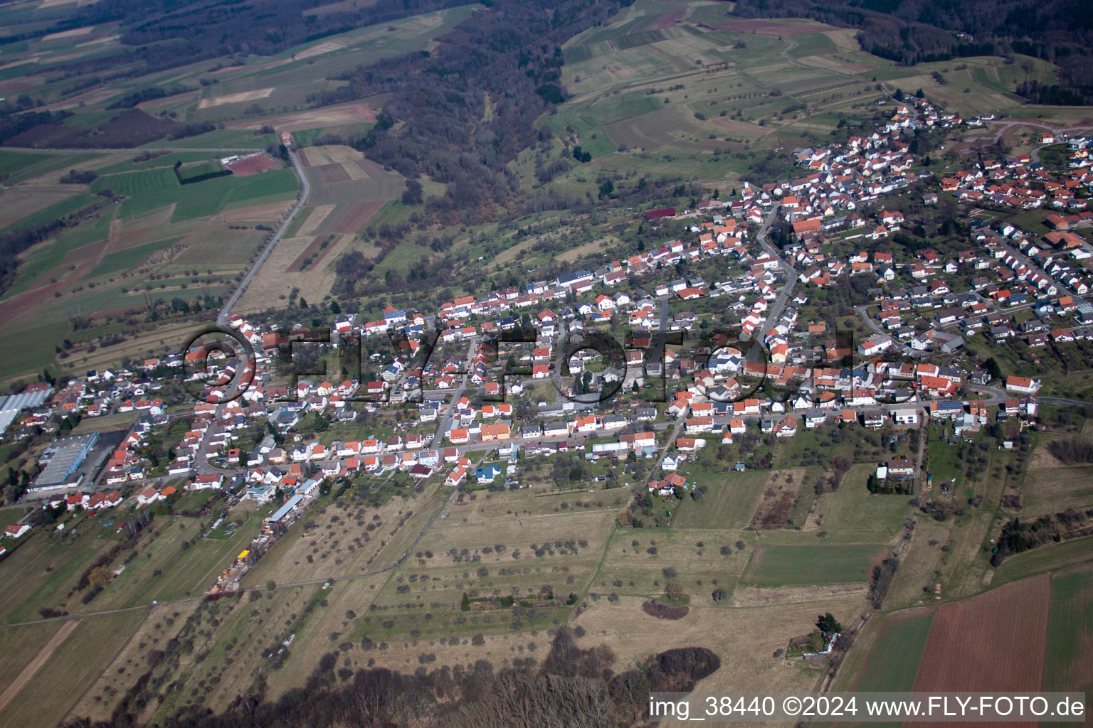 Vue oblique de Vinningen dans le département Rhénanie-Palatinat, Allemagne