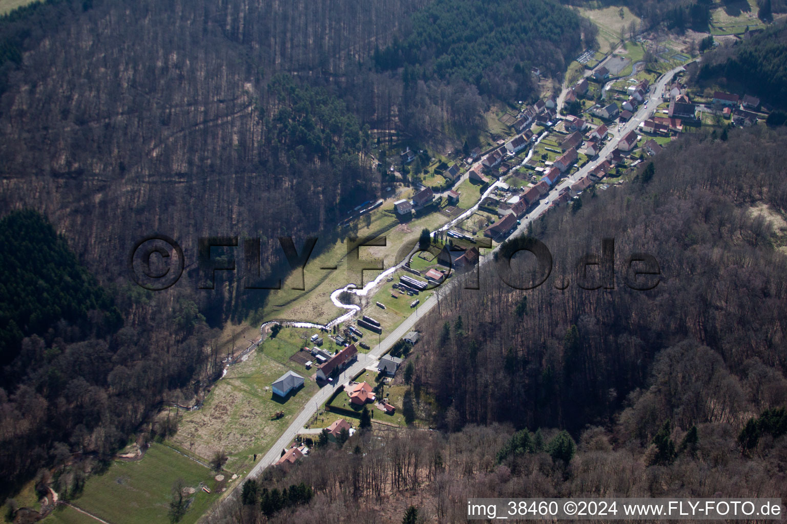 Vue oblique de Hanviller dans le département Moselle, France