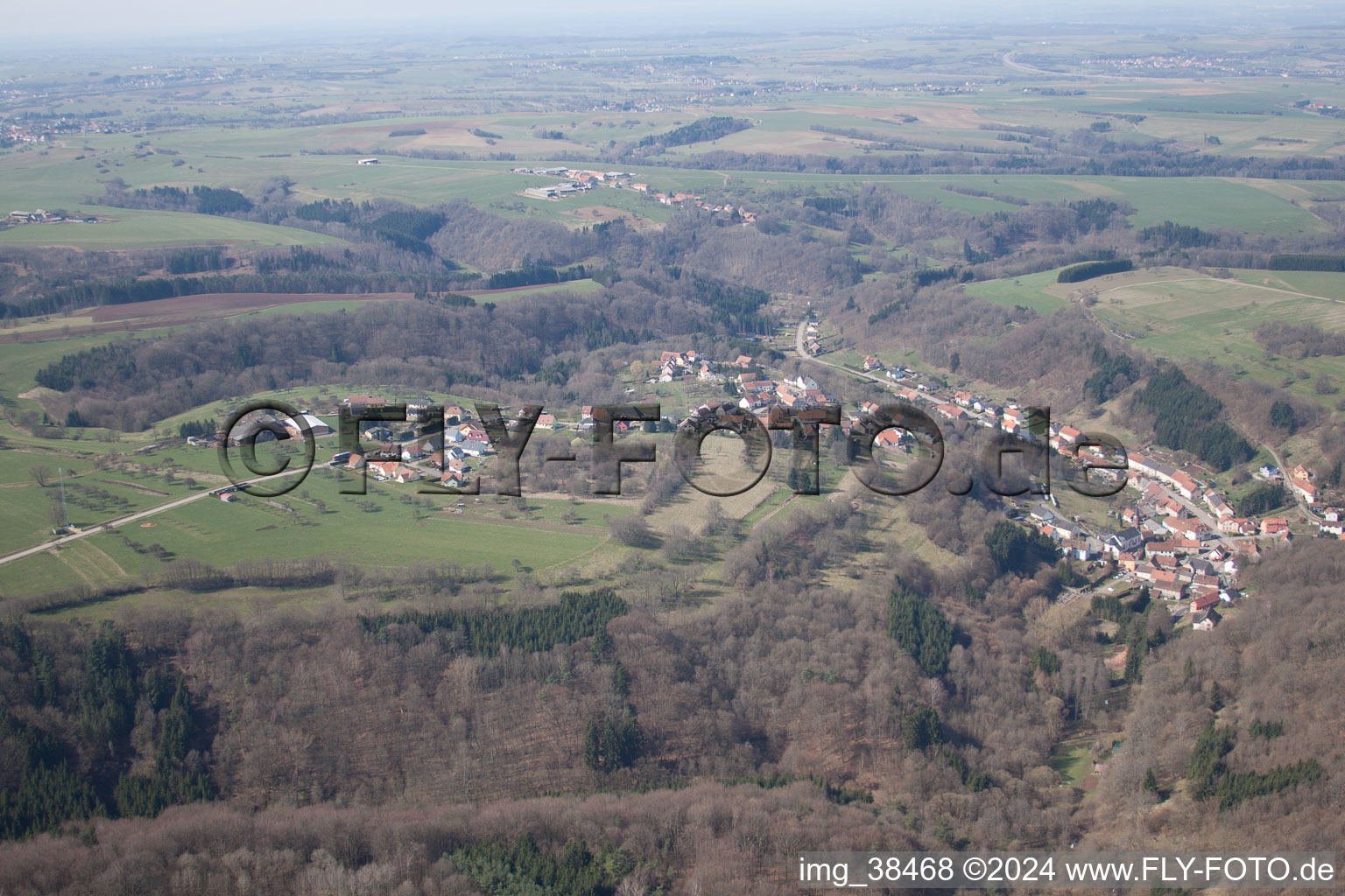 Vue oblique de Hottviller dans le département Moselle, France