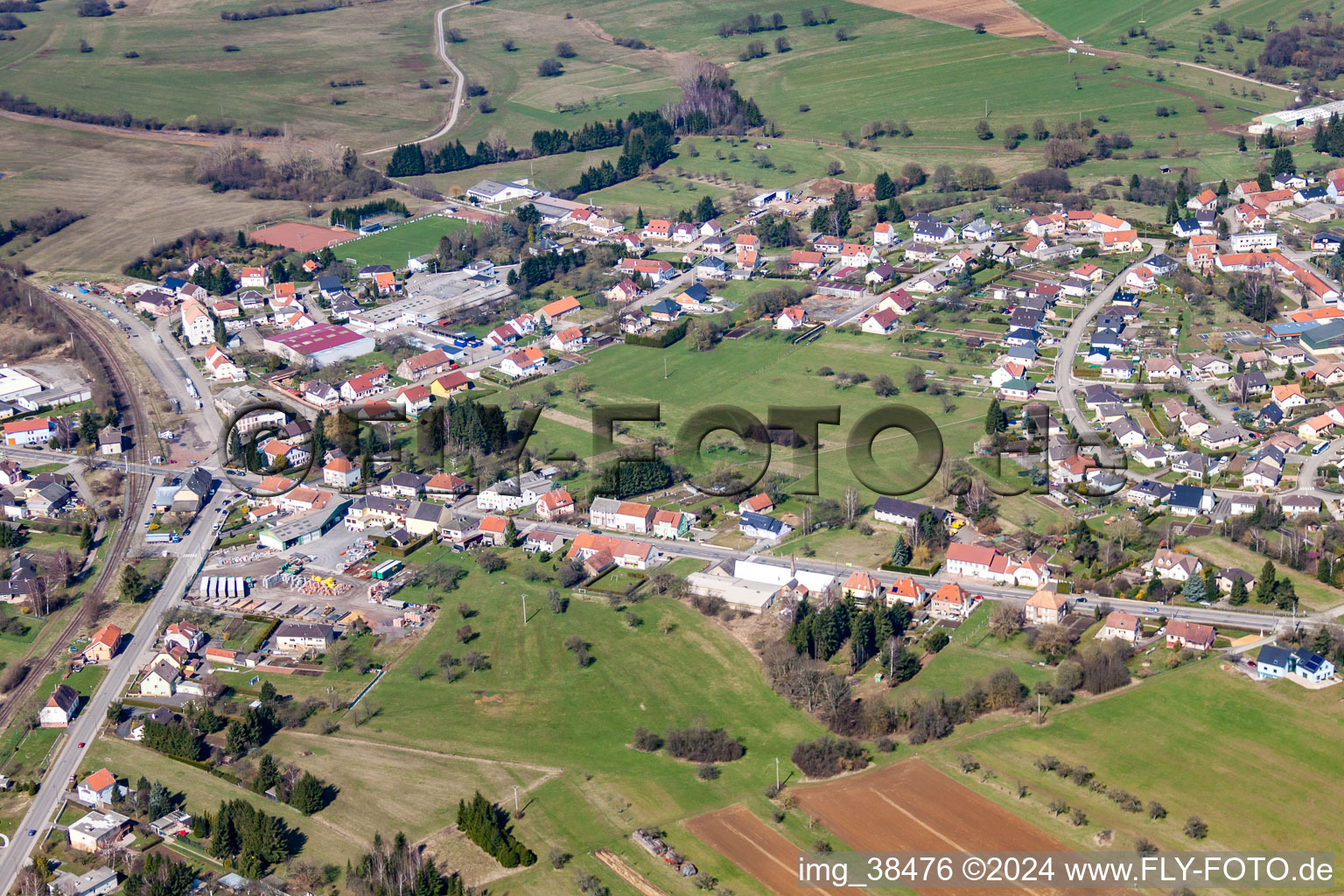 Vue oblique de Petit-Réderching dans le département Moselle, France