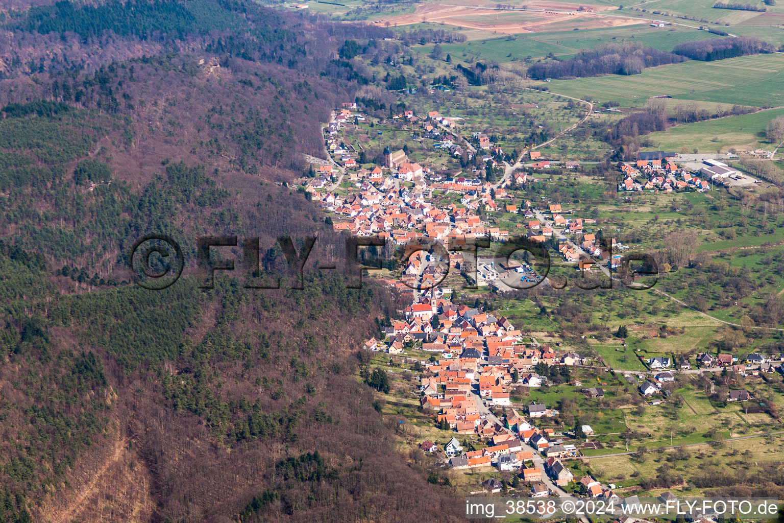 Photographie aérienne de Champs agricoles et surfaces utilisables à Saint-Jean-Saverne dans le département Bas Rhin, France